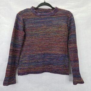 Hakei Pullover Sweater Women’s Small Long Sleeve Crew Neck Reverse Knit Rainbow